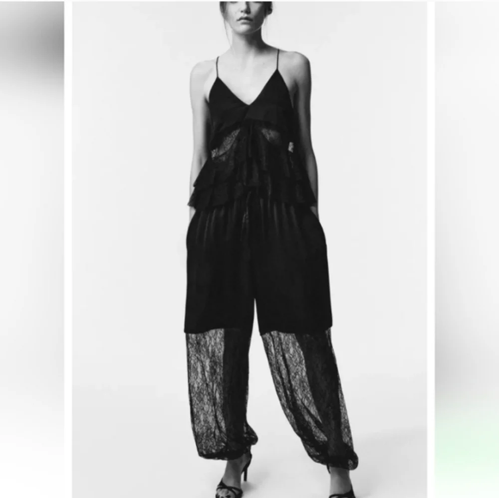 Zara Lace Balloon Pants Black Size S